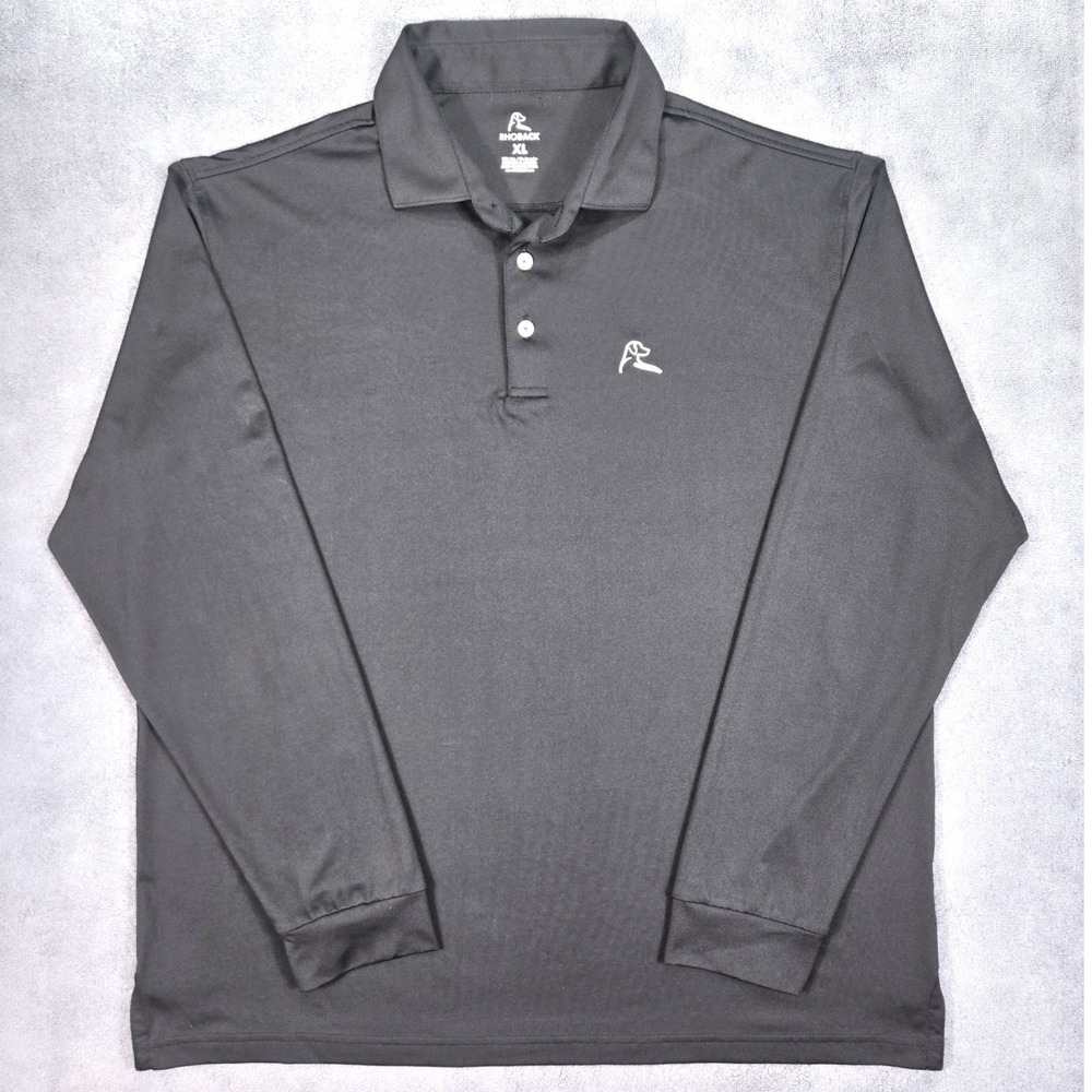 RHOBACK Men's Long Sleeve Polo Shirt Black XL Performance Golf Stretch